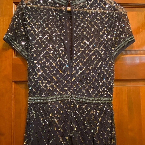 Adrianna Papell Women's Short-Sleeve Grid Beaded Gown - Picture 7 of 16